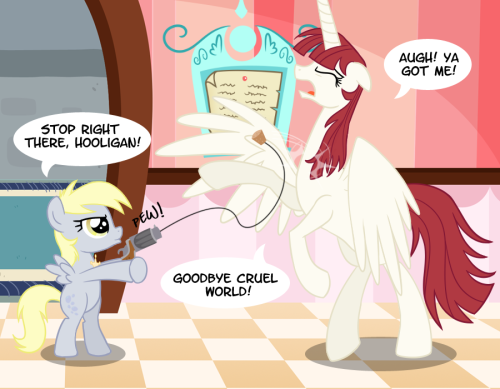 Derpy: This is cruel and unusual punishment&hellip; and she was supposed to be dead! No fair.