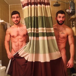 pecstacular:  Meet swolemates and partners Justin and Nick. You’ve seen their sexy photos heat up the internet in the last few weeks. The couple lives in Pittsburgh with their cat, where Justin is in Urban Planning &amp; Design and Nick works as a nurse.