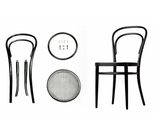 Michael Thonet, Konsumstuhl Nr. 14, 1859. 2 Carrier box: 36 chairs in one cubic meter (1m³) for glob