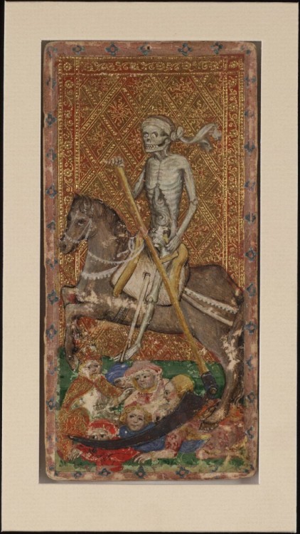 prettyskeletons: Death card from the Visconti-Sforza tarot deck, 15th century.