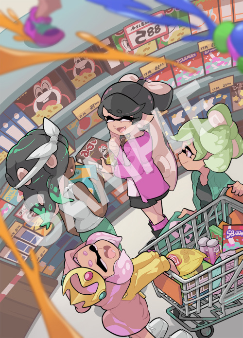 gomigomipomi: I have been sharing sample pages for my upcoming Splatoon fan art book on Twitter, and I figure I should upload all of these in one go on Tumblr too. The bottom two are sneak peaks. The theme for this book is ‘idols hanging out together