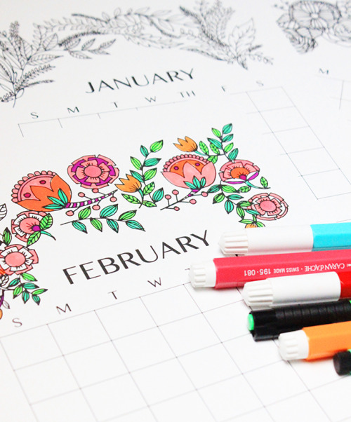 DIY Coloring Book Calendar Free Printable from Alisa Burke.For a roundup of 50 Free Printable 2016 C
