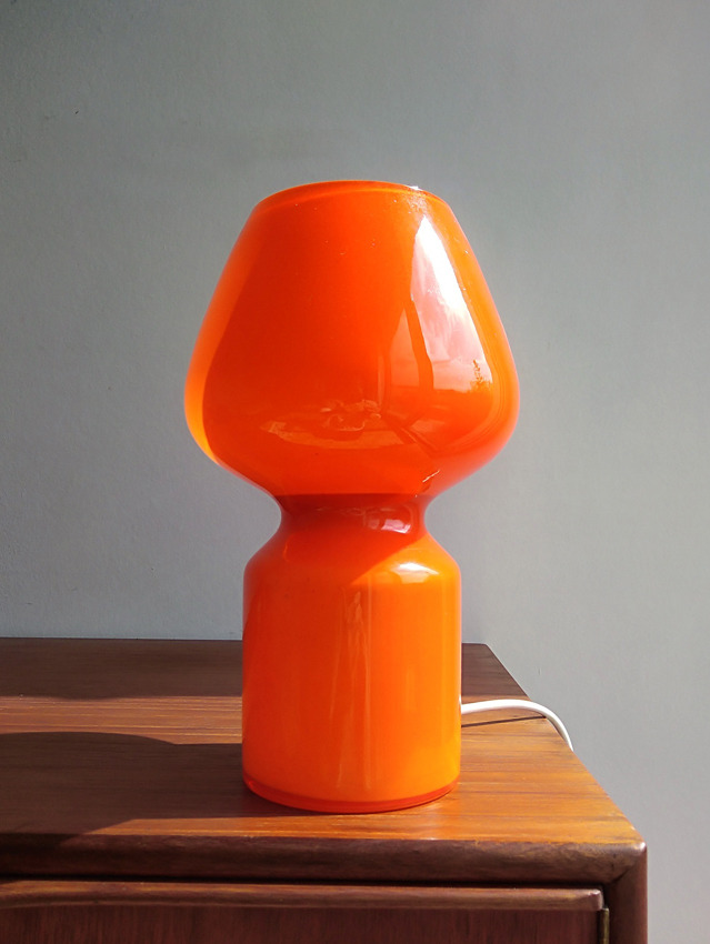 Lampe vintage en opaline orange des années 70