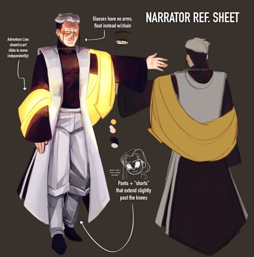 AHAH! A Ref Sheet At Last For My Version Of The Narrator!! Aww, Look At Him Go Im Going To Fight Him