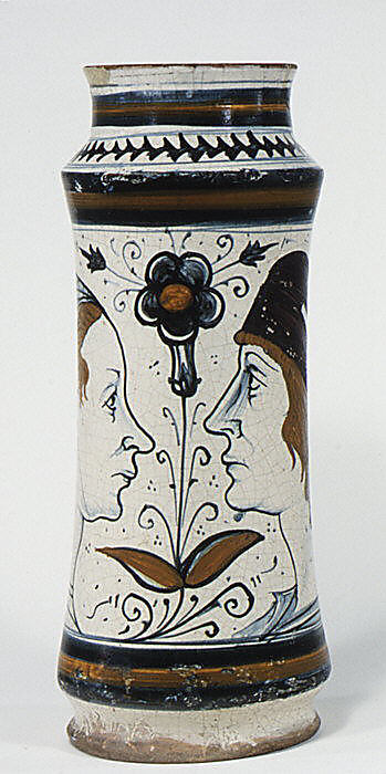 chasing-yesterdays:  Pharmacy jar, tin-glazed earthenware (majolica), Naples, Italy, ca. 1480. Sourc