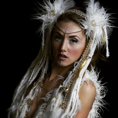 White and Gold Fur Headdress by Lotuscircle  www.etsy.com/shop/lotuscircle