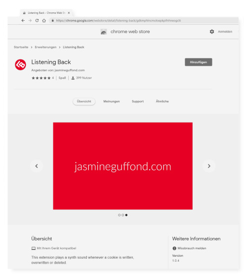 Graphic design for Jasmine Guffond’s browser addon Listening Back