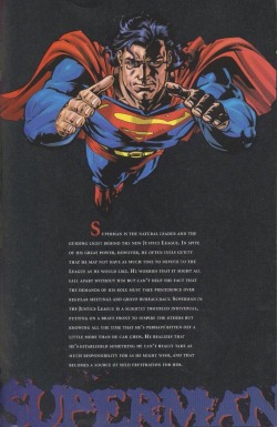 ungoliantschilde:  the Seven Core members of the JLA’s Character Bios, with artwork by Howard Porter and John Dell.