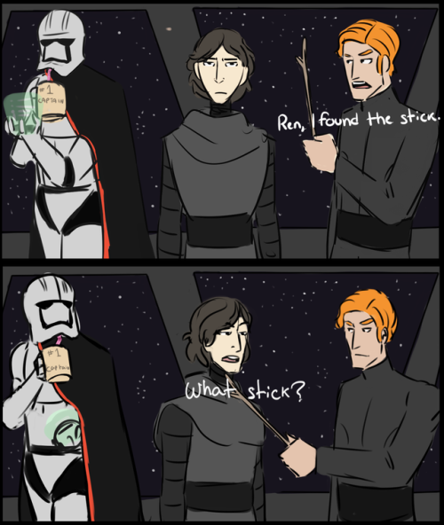 these-are-the-first-steps:hokalinart:Kylo Ren’s got a stick up his butt! ^This is the kind of qualit