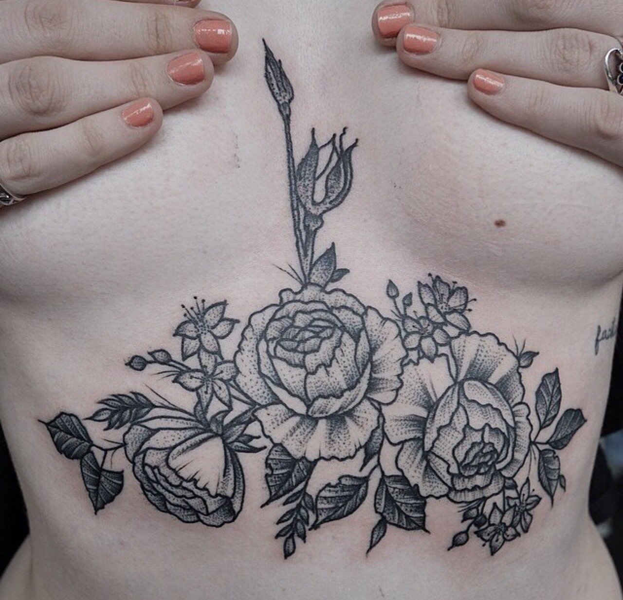 All the Piercings and Body Mods  Flower chest and sternum tattoos by  Jentonic on