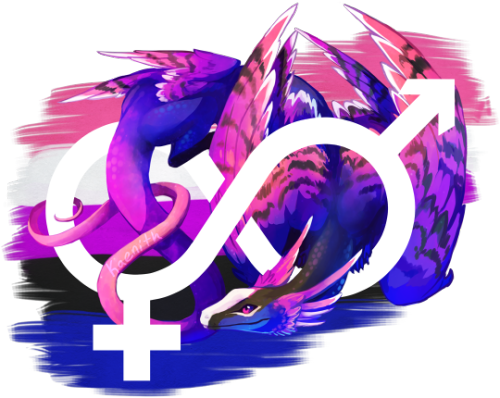kaenith: Possibly the most-requested pride dragon, this one’s for genderfluid pride :) The oth