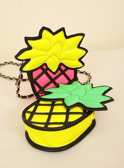 Pineapple Shoulder Bag Comes in Yellow with Green/Dark Pink with Yellow/Pink with Green/Light Purple