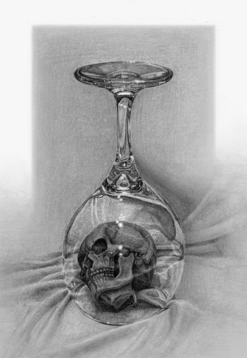 JJJenkins aka J.J. Jenkins aka Justin Jenkins (USA) - Skull Under Wine Glass, 2009  Drawings