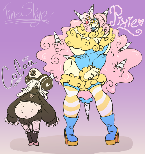 more sonas, but this time they’re flavored monster boyspixie is a himbo and cocoa is a creaturecocoa