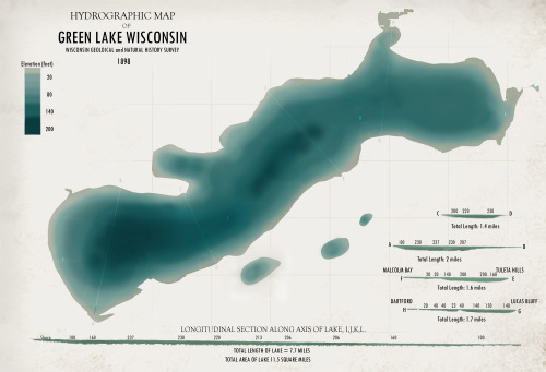 Historic Bathymetric Survey of Green Lake (Information source: Wisconsin Geological and Natural Hist