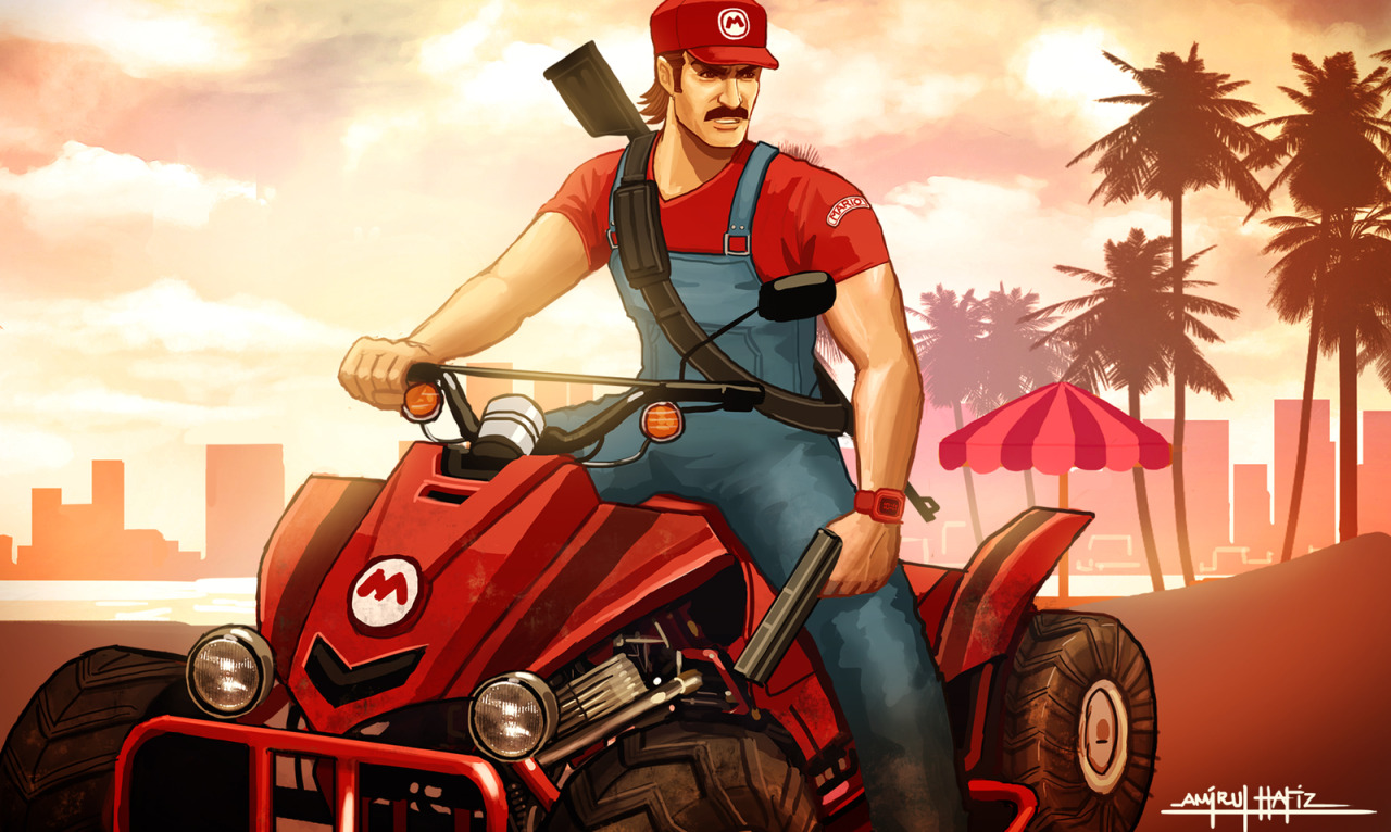 thattalldarkguy:  justinrampage:  The Super Mario Brothers Imagined as Grand Theft