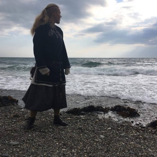 Epic picture, Sean the took of me, at Isle of Man. #Isleofman #viking #shore #beach #sea #reenactmen