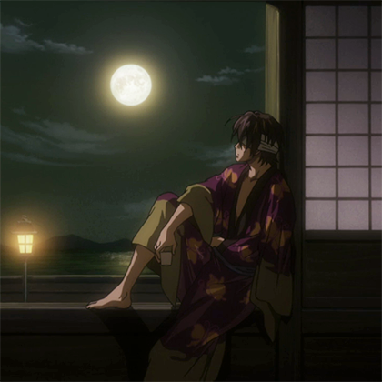 kasutera:Takasugi sitting in windows and standing in doorways