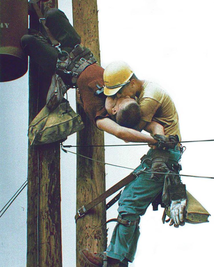 hauntedgum:brite-eyed:5latt: The Kiss of Life - A utility worker giving mouth-to-mouth