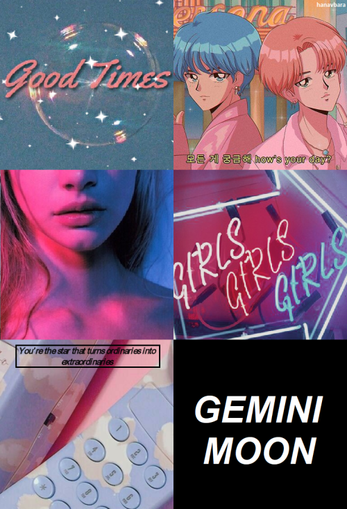 Moon signs aesthetics (3/12): Gemini Moon“Needs constant communication, new ideas, stimulating dialo