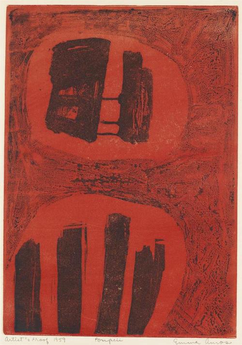 Emma Amos, Pompeii, 1959Color etching and aquatintSwann Galleries