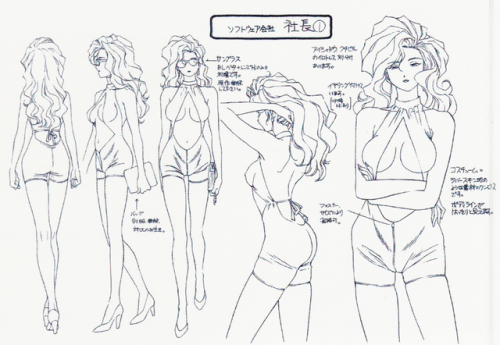 80sanime:Madame President Settei Character Design Sheets from Golden Boy Episode 1.