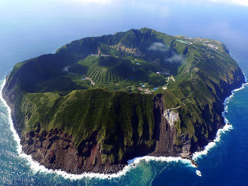 Volcanic island Aogashima, part of the Izu Chain off the coast of Japan in the Philippine Sea