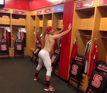 topnotchass:  You knew this was coming. Locker room Twerk.  The guys in the back are like “Bro, come twerk on our dicks.”