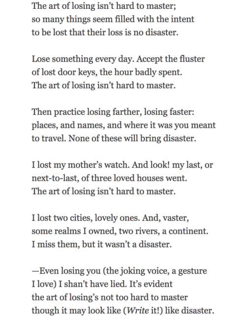 oldfilmsflicker:“One Art” by Elizabeth Bishop for National Poetry Month