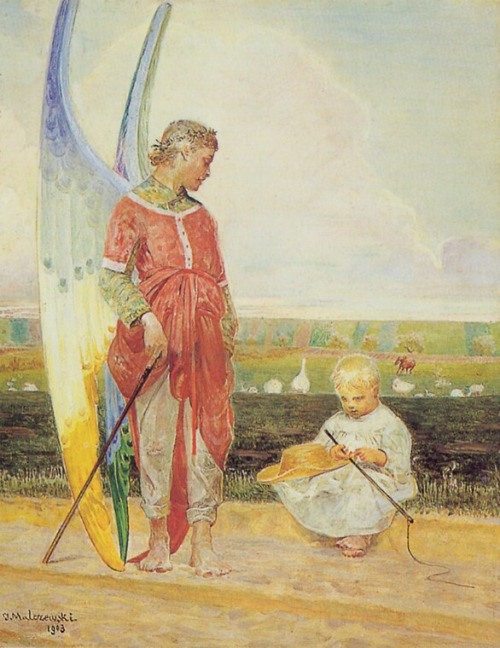 Angel and the Little Shepherd Boy.1903. Oil on panel. 40 x 31.5 cm. National Museum, Warsaw. Po