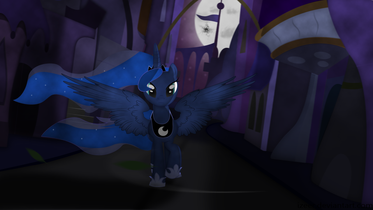 theponyartcollection:  Luna guarding streets of Canterlot by ~Izeer