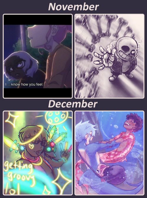 2021 art summary!! this year i challenged myself to do at least one finished-looking piece per month
