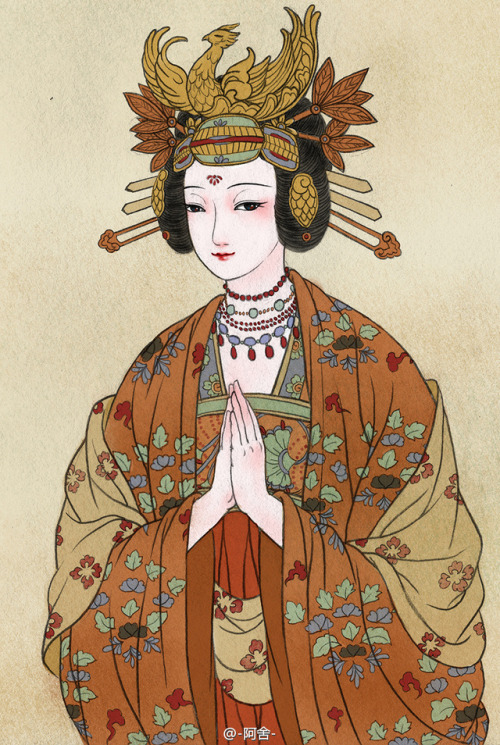 ziseviolet:  Portraits of several of the female Buddhist donors depicted in the famous Dunhuang Mura