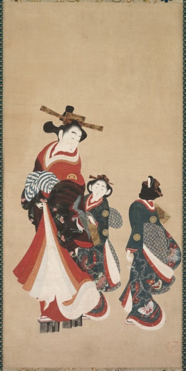 cma-japanese-art: Courtesan and Attendants, Engetsudo, c. 1748-1751, Cleveland Museum of Art: Japane