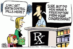 cartoonpolitics:  &ldquo;These are folks who claim to believe in freedom from government interference and meddling. But it doesn’t seem to bother them when it comes to women’s health.&rdquo; .. (President Obama, referring to Republican politicians)