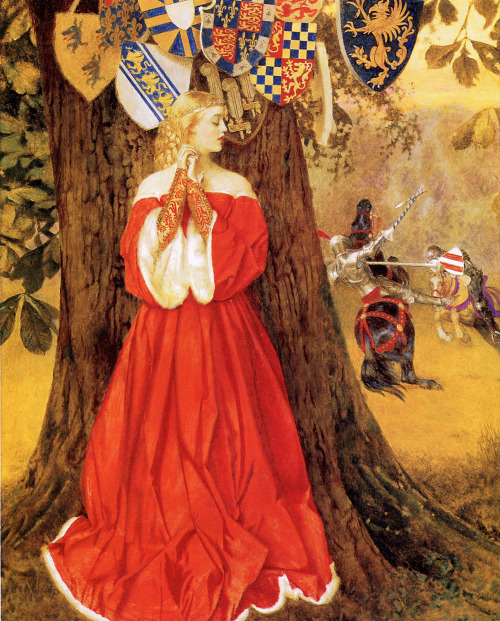 pre-raphaelisme:Lancelot Slays the Caitiff Knight Sir Tarquin by Frank Cadogan Cowper.