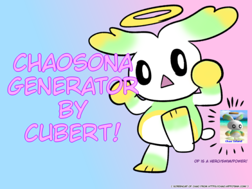 rotomdexual:Here is a fan chaosona generator I made! What chao are you!? as it says on the pics, the