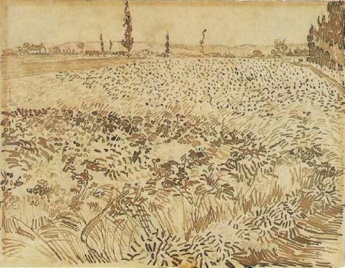 artist-vangogh: Wheat Field, 1888, Vincent van Gogh Medium: ink,paperwww.wikiart.org/en/vinc