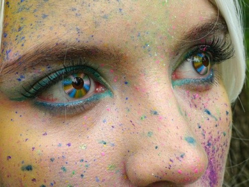 Splatter makeup look using water activated paint.