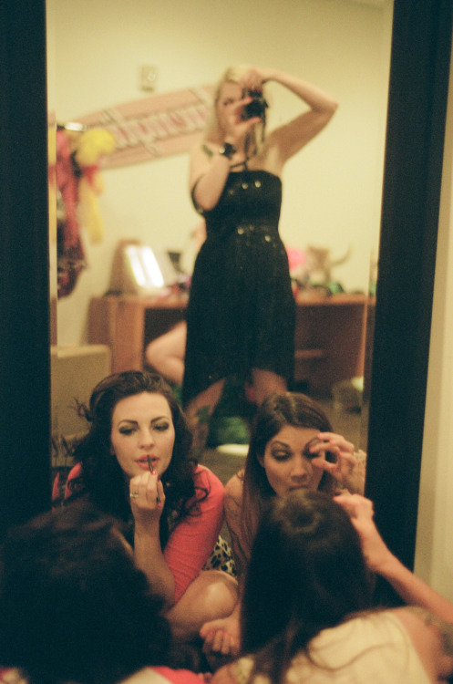 Music City Burlesque backstage, shot with Portra 400 on Nikon FM2