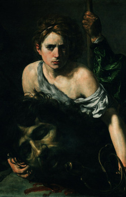 themacabrenbold:Devious detail David with the Head of Goliath and Two Soldiers by Valentin de Boulogne