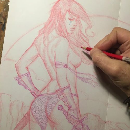 Red Sonja sketch commission on my portfolio limited edition enjoy . . . . . . . #redsonja #redsonja_