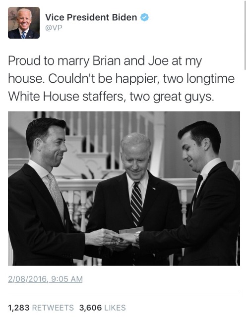 profeminist:yonceeknowles:this is greatJoe Biden Marries Gay White House Staffers, Makes History – V