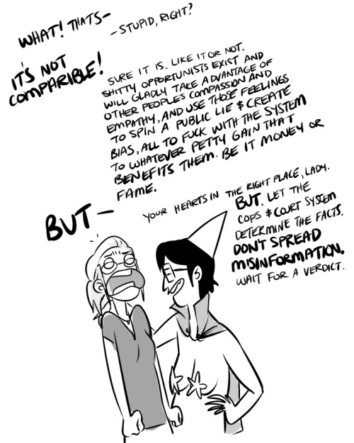 plebcomics:been sitting on this comic for a bit now since i wasnt sure how to convey the point. which is both sides need to stop running their fuckin mouths about whether or not hes guilty or innocent and just wait for the due-fuckin-court process. THEN