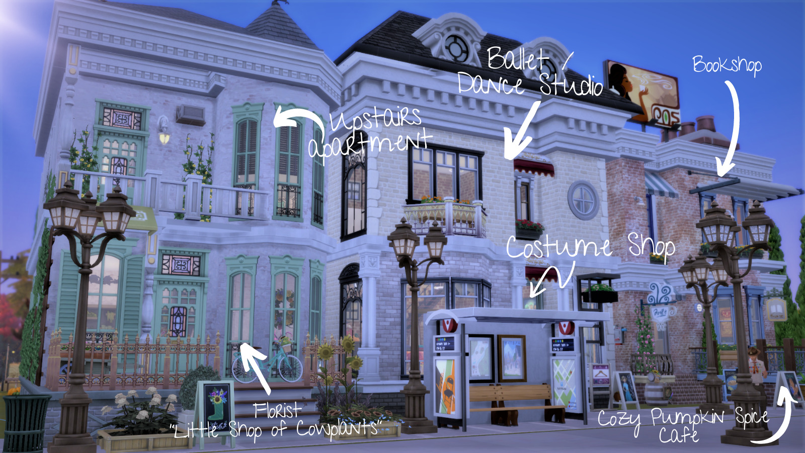 Retail Street in Brindleton Bay The Sims 4 Rooms / Lots