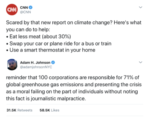 holyfunnyhistoryherring:[ID: a tweet by CNN @CNN “Scared by that new report on climate change? Here’