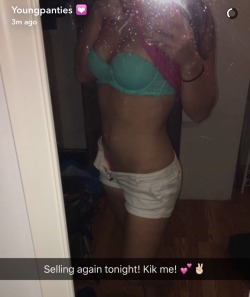 youngpanties:  Selling tonight! Had so much fun with the buyers I had lastnight so I decided to keep it going tonight! ☺️💓 youngpanties69 is where you can kik me to purchase! 💕👍🏻