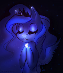 lunarphoenix:  Precious little moon by Crowik