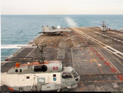 toocatsoriginals:  MiG-29K/KUB Fulcrum and Kamov KA-27PS Helix operations during sea trials of India’s aircraft carrier INS Vikramaditya (former USSR/Russian Baku/Admiral Groshkov). Photographer: Max Koshin