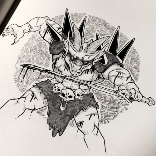 Inktober day 14 - Fierce.A very fierce dragon warrior enjoying the fight.